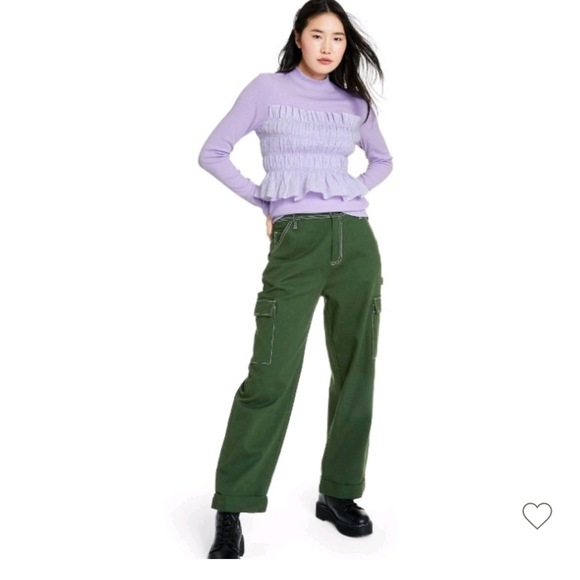 Sandy Liang x Target Smocked Gingham Long Sleeve Mock Turtleneck T-Shirt - Picture 3 of 5